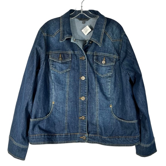 Baccini Jackets & Blazers - Baccini Medium Wash Stretch Denim Plus Size Button Down Jean Jacket NWT 18/20